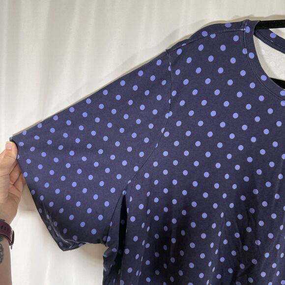 Isaac Mizrahi Live Shirt Women's 4X Blue Polka Dot Short Sleeve Stretchy - Picture 5 of 9